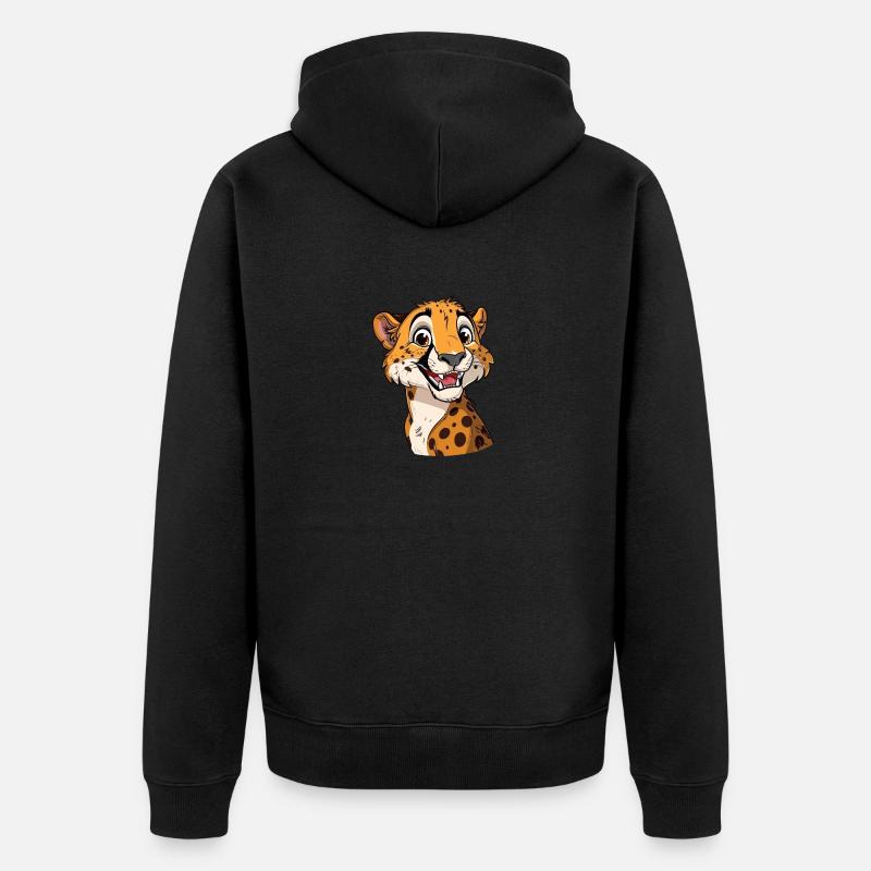 Guépard souriant amical pour vous - Veste à capuche bio Premium Unisexe - noir