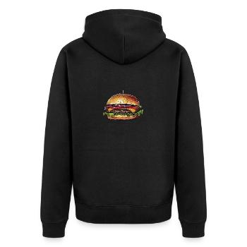 Burger Illustration - Unisex Premium Bio Zip Hoodie - Schwarz - Hinten - Nico (187cm)