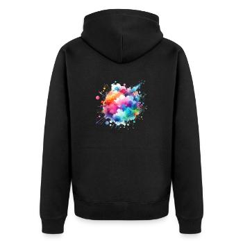 éclaboussure, goutte, liquide, abstrait, fond, vague d’eau - Veste à capuche bio Premium Unisexe - noir - Dos - Nico (187cm)