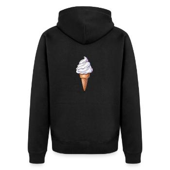 Sommersüße Eistüte Mit Sahnehäubchen - Unisex Premium Bio Zip Hoodie - Schwarz - Hinten - Nico (187cm)