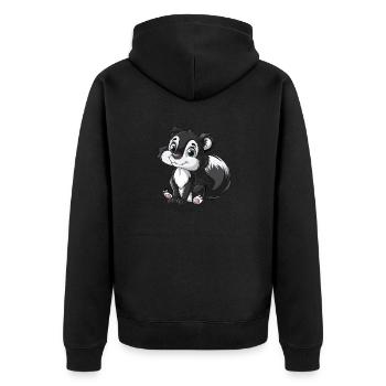 Süßer Skunk Cartoon Charakter - Unisex Premium Bio Zip Hoodie - Schwarz - Hinten - Nico (187cm)