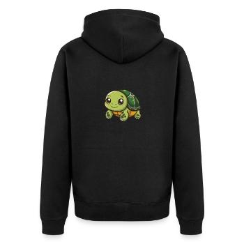 Cute turtle with big eyes - Unisex Premium Organic Zip Hoodie - black - Back - Nico (187cm)