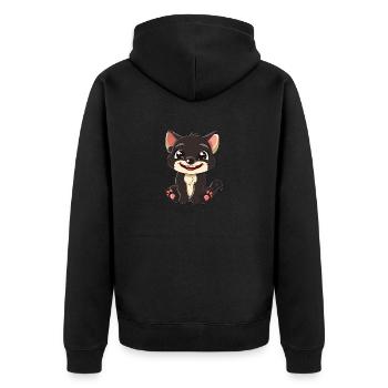 Cute Tasmanian Devil Cartoon Style - Unisex Premium Organic Zip Hoodie - black - Back - Nico (187cm)