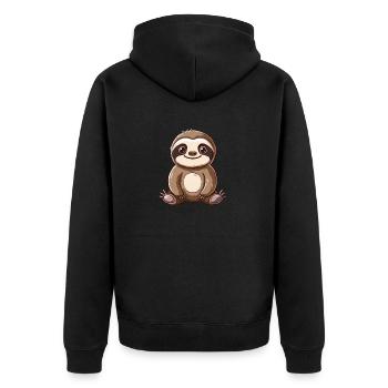Entspannter Faultier Blick Für Dich - Unisex Premium Bio Zip Hoodie - Schwarz - Hinten - Nico (187cm)