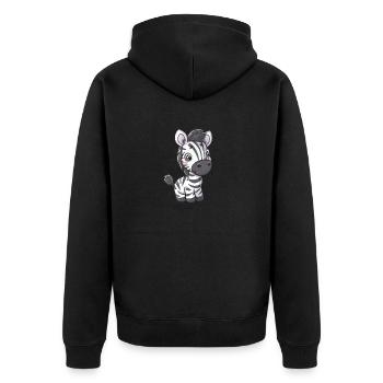 Autocollants zèbre kawaii de style bande dessinée – Isolé - Veste à capuche bio Premium Unisexe - noir - Dos - Nico (187cm)