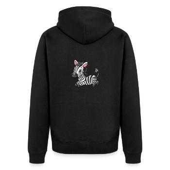 Niedlicher Zebra-Sticker im Comic-Stil, isoliert - Unisex Premium Bio Zip Hoodie - Schwarz - Hinten - Nico (187cm)