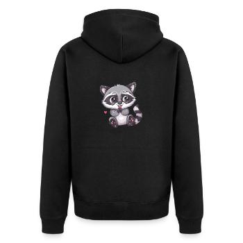 Raton laveur mignon avec look coeur - Veste à capuche bio Premium Unisexe - noir - Dos - Nico (187cm)