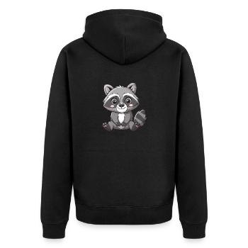 Cute raccoon cartoon to fall in love with - Unisex Premium Organic Zip Hoodie - black - Back - Nico (187cm)