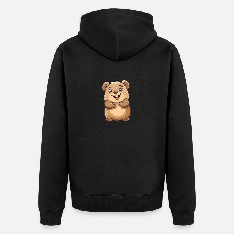 Quokka : Découvrez le doux sourire - Veste à capuche bio Premium Unisexe - noir