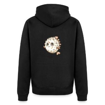 Mignon personnage de dessin animé de poisson-globe - Veste à capuche bio Premium Unisexe - noir - Dos - Nico (187cm)