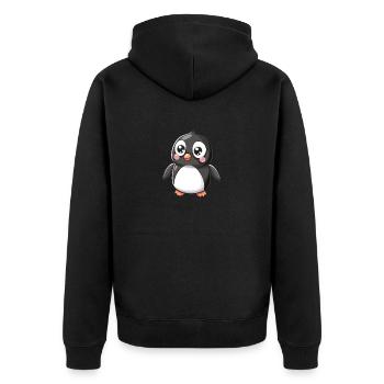 Pingouin mignon aux grands yeux - Veste à capuche bio Premium Unisexe - noir - Dos - Nico (187cm)
