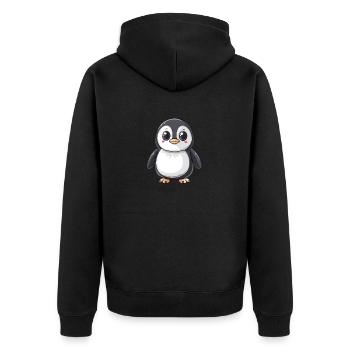 Adorable penguin with big eyes - Unisex Premium Organic Zip Hoodie - black - Back - Nico (187cm)