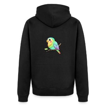 Colorful budgie in watercolor style - Unisex Premium Organic Zip Hoodie - black - Back - Nico (187cm)