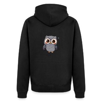 Süße Großaugige Eule Zeichentrickfigur - Unisex Premium Bio Zip Hoodie - Schwarz - Hinten - Nico (187cm)