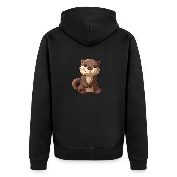 Mignon accroche-regard de loutre pour les amoureux des animaux - Veste à capuche bio Premium Unisexe - noir - Dos - Nico (187cm)
