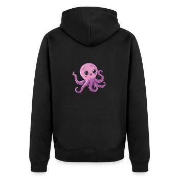 Pieuvre violette mignonne avec de grands yeux - Veste à capuche bio Premium Unisexe - noir - Dos - Nico (187cm)
