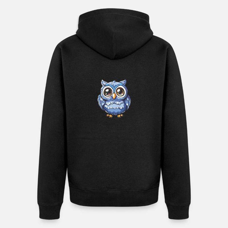 Niedliche Eulenfigur Mit Großen Augen - Unisex Premium Bio Zip Hoodie - Schwarz