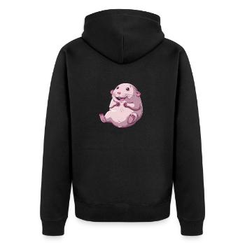 Nackter Maulwurf - Unisex Premium Bio Zip Hoodie - Schwarz - Hinten - Nico (187cm)
