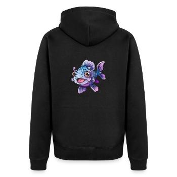Discover the world of the monkfish - Unisex Premium Organic Zip Hoodie - black - Back - Nico (187cm)