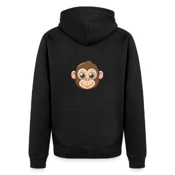 Niedlicher Affe Große Augen Lächeln - Unisex Premium Bio Zip Hoodie - Schwarz - Hinten - Nico (187cm)