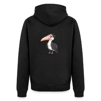 Illustration d’un drôle d’oiseau - Veste à capuche bio Premium Unisexe - noir - Dos - Nico (187cm)