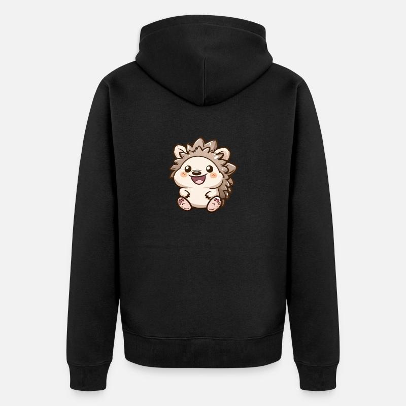 Motif de hérisson souriant mignon - Veste à capuche bio Premium Unisexe - noir