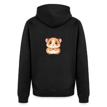 Hamster mignon avec de grands yeux - Veste à capuche bio Premium Unisexe - noir - Dos - Nico (187cm)