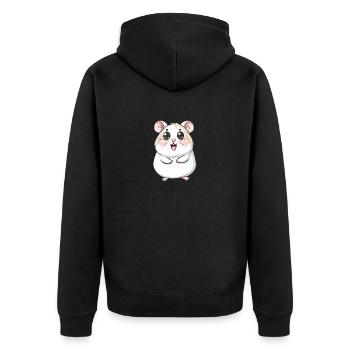 Niedlicher Hamster Zeichentrickfigur - Unisex Premium Bio Zip Hoodie - Schwarz - Hinten - Nico (187cm)