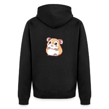 Entzückender Kawaii Hamster für Dich - Unisex Premium Bio Zip Hoodie - Schwarz - Hinten - Nico (187cm)