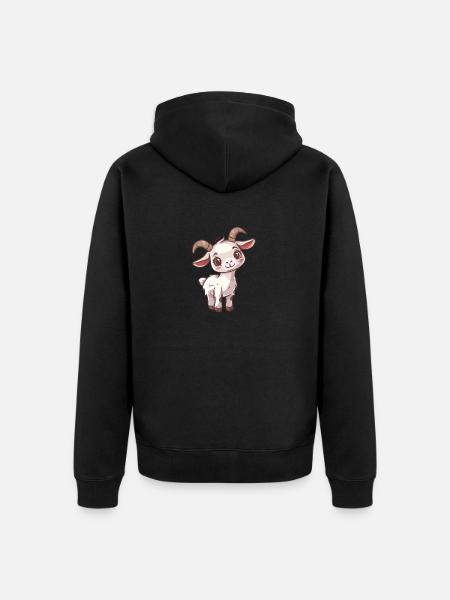 Sød baby ged med store øjne - Premium økologisk unisex-hættejakke - sort
