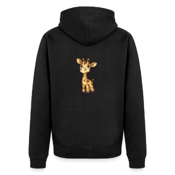 Niedliche Giraffe Mit Großen Augen - Unisex Premium Bio Zip Hoodie - Schwarz - Hinten - Nico (187cm)