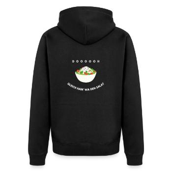 Gleich ham' wa den Salat Lustiger Spruch Meme - Unisex Premium Bio Zip Hoodie - Schwarz - Hinten - Nico (187cm)