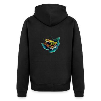 Frosch - Unisex Premium Bio Zip Hoodie - Schwarz - Hinten - Nico (187cm)