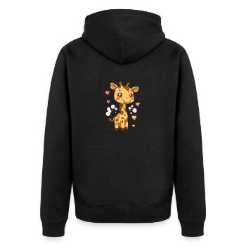 Playful Giraffes Drawing for Kids - Unisex Premium Organic Zip Hoodie - black - Back - Nico (187cm)