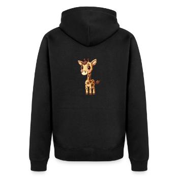 Adorable cute giraffe with big eyes - Unisex Premium Organic Zip Hoodie - black - Back - Nico (187cm)