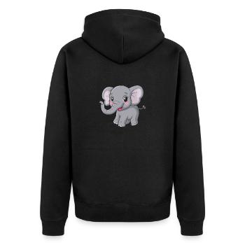 Cute Gray Elephant Friend - Unisex Premium Organic Zip Hoodie - black - Back - Nico (187cm)
