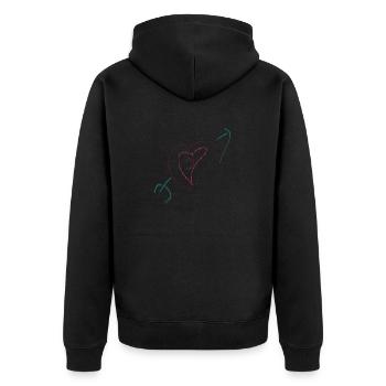 heart and arrow - Unisex Premium Organic Zip Hoodie - black - Back - Nico (187cm)