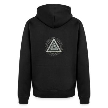 Triquetra - Unisex Premium Organic Zip Hoodie - black - Back - Nico (187cm)