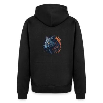 Wolf - Unisex Premium Organic Zip Hoodie - black - Back - Nico (187cm)