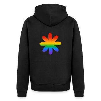 Regenbogen-Blume - Unisex Premium Bio Zip Hoodie - Schwarz - Hinten - Nico (187cm)