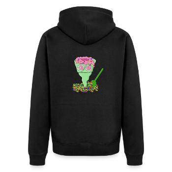 KALTE BISSE - Unisex Premium Bio Zip Hoodie - Schwarz - Hinten - Nico (187cm)