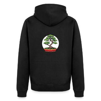 Bonsai Japan Tree - Unisex Premium Organic Zip Hoodie - black - Back - Nico (187cm)