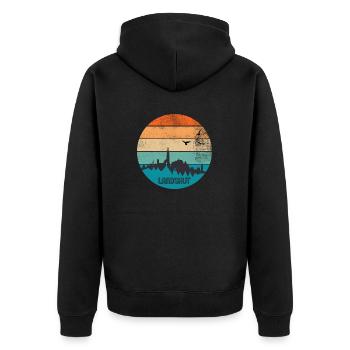 Landshut Sunset - Unisex Premium Bio Zip Hoodie - Schwarz - Hinten - Nico (187cm)