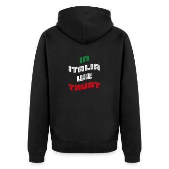 In Italia we trust - Unisex Premium Bio Zip Hoodie - Schwarz - Hinten - Nico (187cm)