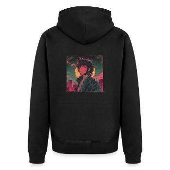 Années 80 Anime Guy Calmant Impression de mode de haute qualité - Veste à capuche bio Premium Unisexe - noir - Dos - Nico (187cm)