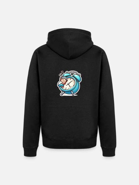 Wecker und Schlafen - Unisex Premium Bio Zip Hoodie - Schwarz