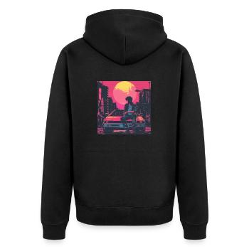 Années 80 Anime Guy Calmant Impression de mode de haute qualité - Veste à capuche bio Premium Unisexe - noir - Dos - Nico (187cm)