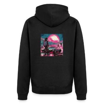 Années 80 Anime Guy Calmant Impression de mode de haute qualité - Veste à capuche bio Premium Unisexe - noir - Dos - Nico (187cm)
