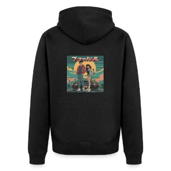 Anime Teens Années 80 Calmant Impression de mode de haute qualité - Veste à capuche bio Premium Unisexe - noir - Dos - Nico (187cm)