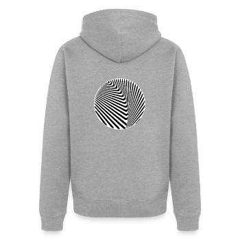 Kreis optische Täuschung - Bo-Grafik - Unisex Premium Bio Zip Hoodie - Grau meliert - Hinten - Nico (187cm)